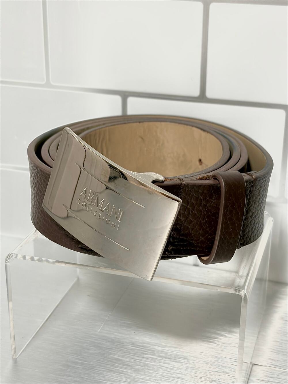 Armani Collezioni men's brown leather belt Size 90/36